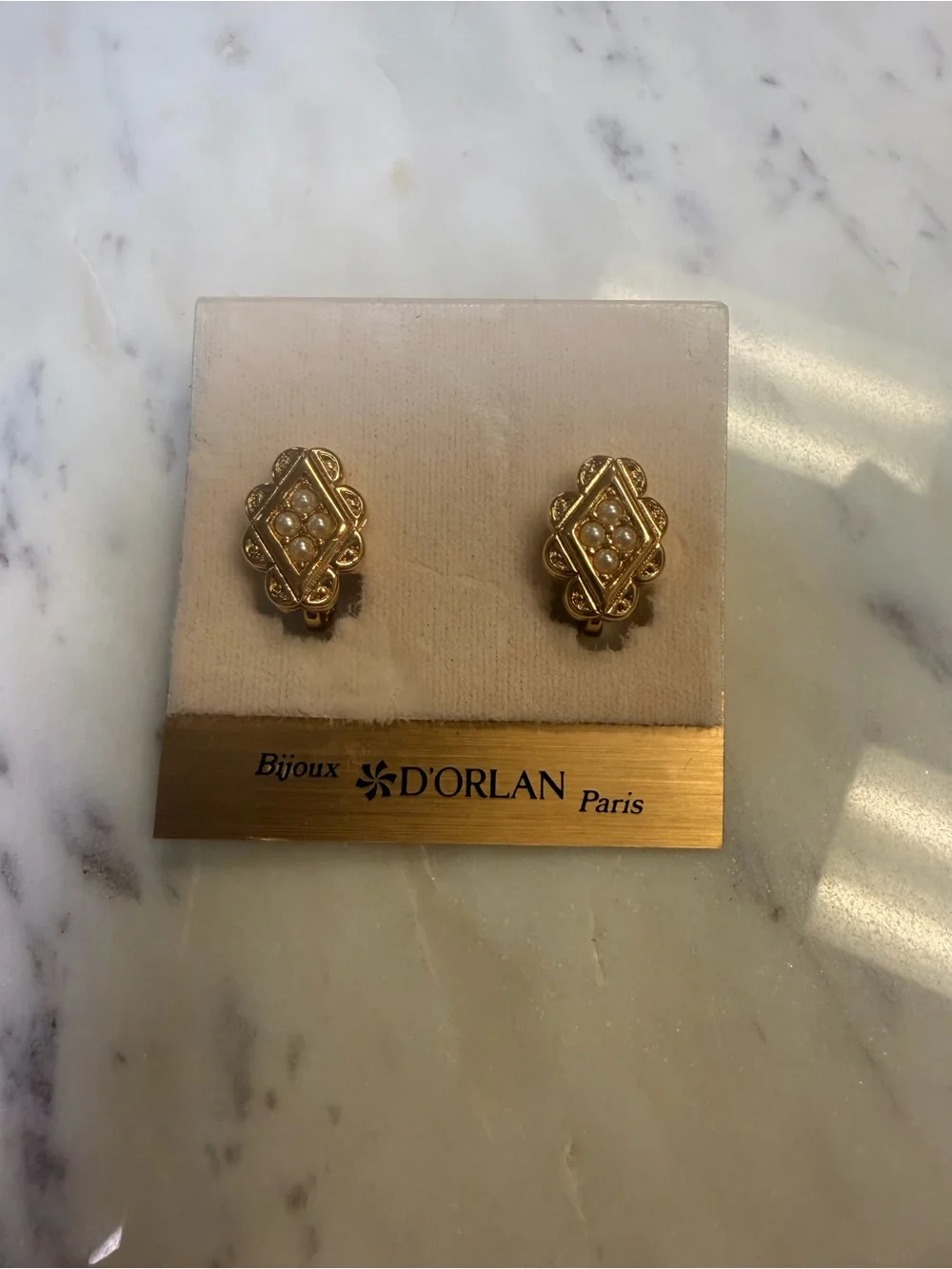 Bijoux D'Orlan Paris Gold Pearl  Earrings